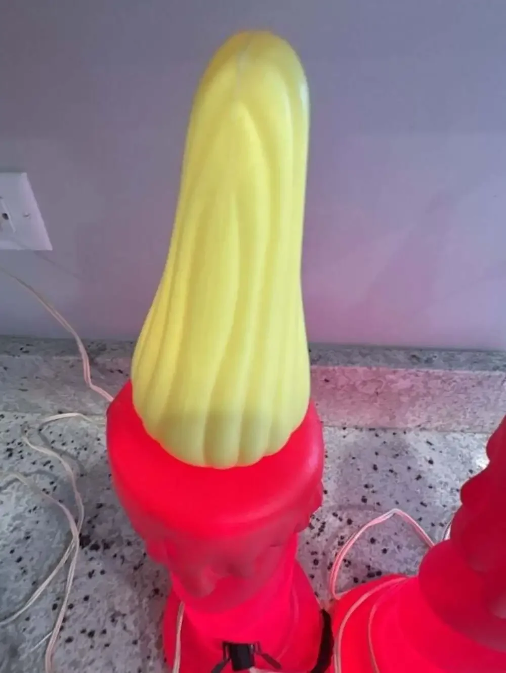 Vintage Empire Red Christmas Holiday Candle Blow Mold Tabletop Candlestick Set o